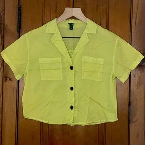 Wild Fable Size XS Light Green Boxy Short Sleeve Button Through Top